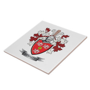 Bennett Family Crest Coat of Arms Ceramic Tile