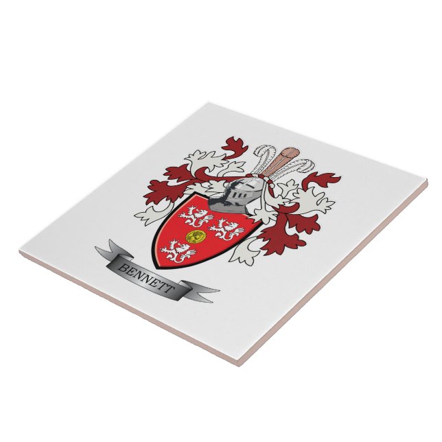 Bennett Family Crest Coat of Arms Ceramic Tile (Side)