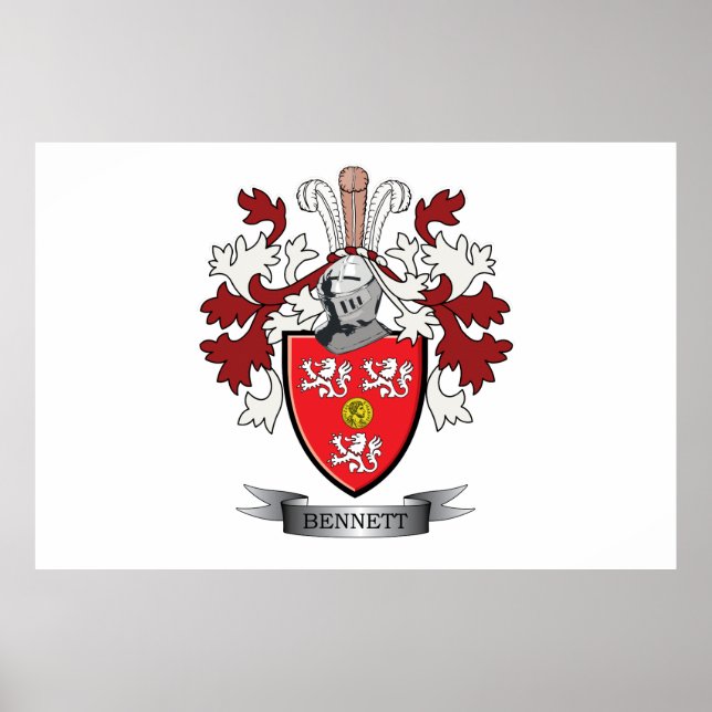 Bennett Family Crest Coat of Arms Poster (Front)