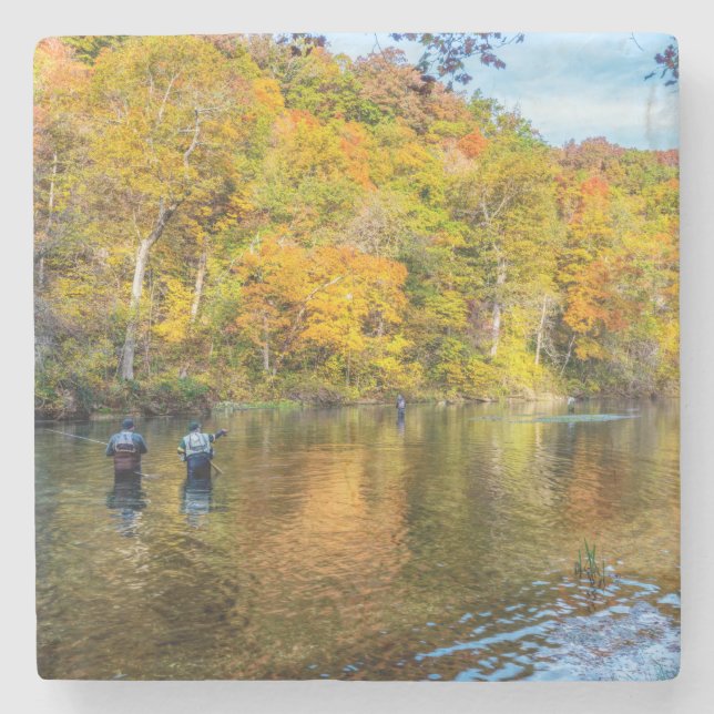 Bennett Spring Autumn Fishing Stone Coaster (Front)