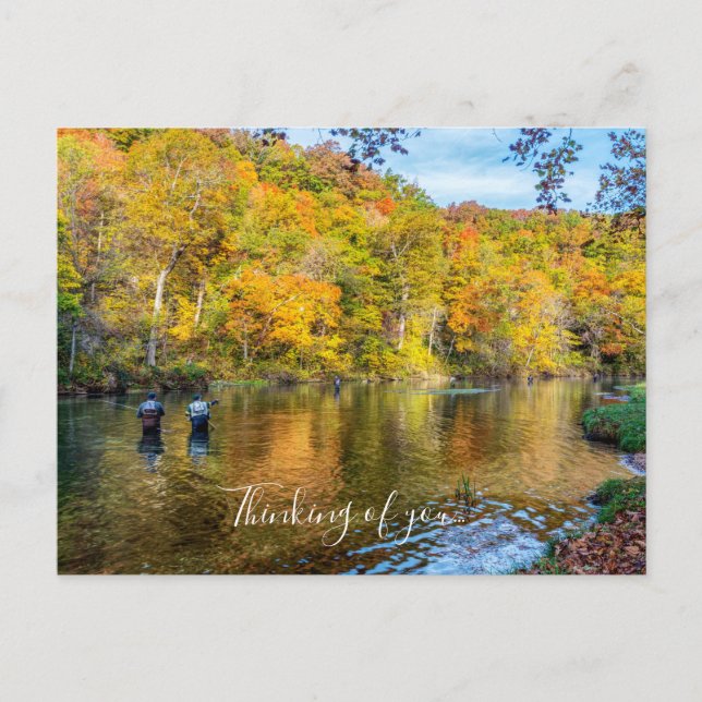 Bennett Spring Autumn Fishing Thinking U Postcard (Front)