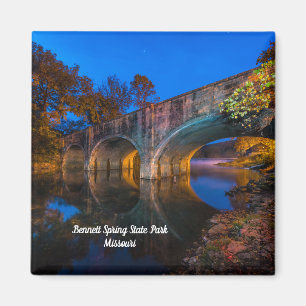 Bennett Spring Bridge Twilight Square Magnet