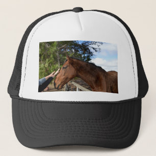 Bennie the Big Brown Horse Loving A Pat, Trucker Hat