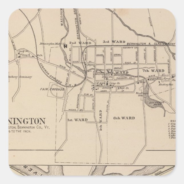 Bennington and Plan of Battleboro Square Sticker (Front)
