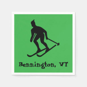 Bennington, VT - Green Mountain Skiing Town Napkin