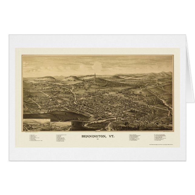 Bennington, VT Panoramic Map - 1887 (Front Horizontal)
