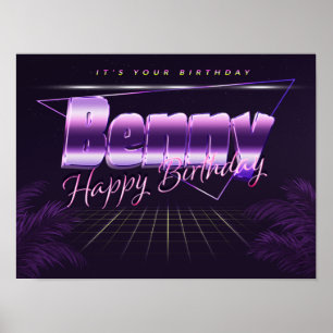 Benny Name Vorname lila retro Poster Geburtstag