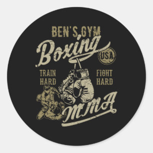 Ben's Gym Boxing Mma Retro Design For The Name Ben Classic Round Sticker