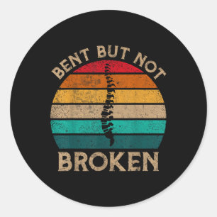 Bent But Not Broken Retro Scoliosis Awareness Warr Classic Round Sticker