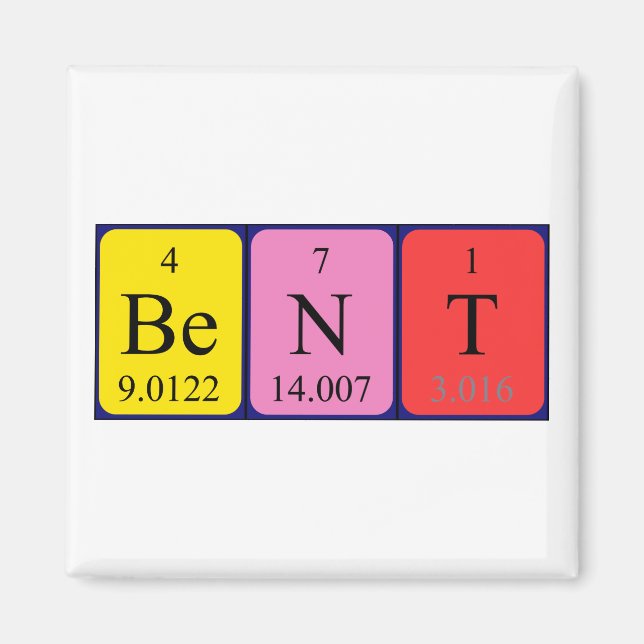 Bent periodic table name magnet (Front)