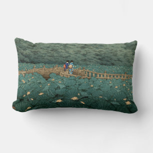 Benten Pond at Shiba Kawase Hasui Japanese Scenery Lumbar Cushion