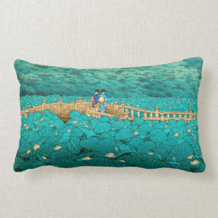 Benten Pond at Shiba Kawase Hasui japanese scenery Lumbar Cushion