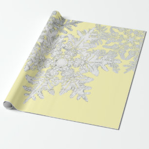 BENTLEY SNOWFLAKES ON YELLOW GIFT WRAPPING PAPER
