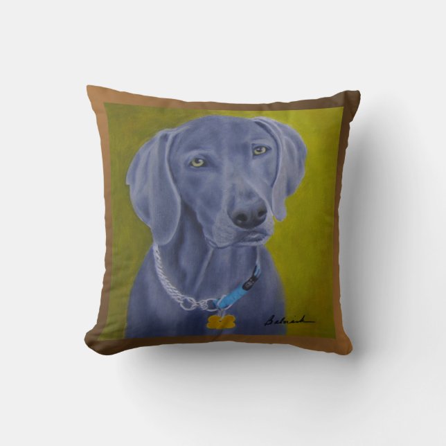 Bentley (Weimaraner) oil painting ~Camille Babusik Cushion (Front)
