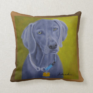 Bentley (Weimaraner) oil painting ~Camille Babusik Cushion