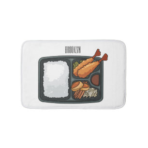 Bento cartoon illustration bath mat