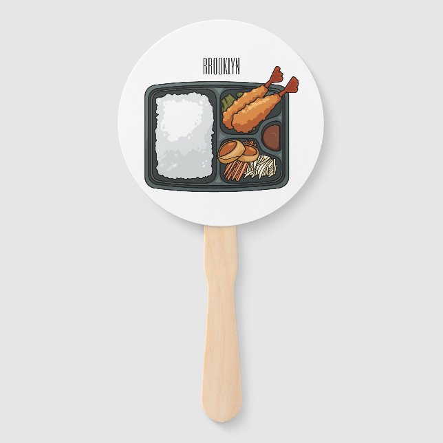 Bento cartoon illustration hand fan (Front)