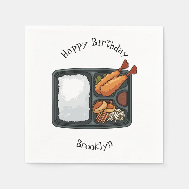 Bento cartoon illustration napkin (Front)