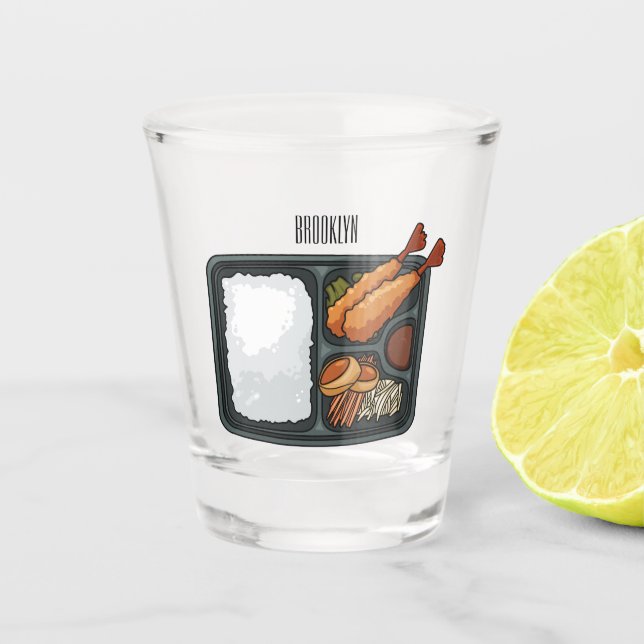 Bento cartoon illustration  shot glass (Front)