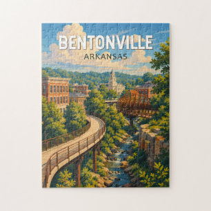 Bentonville Arkansas Illustration Travel Art Jigsaw Puzzle