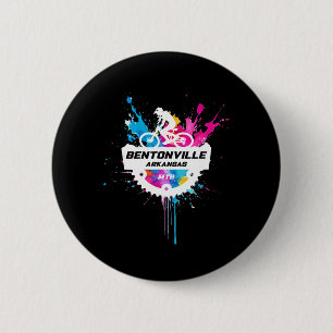Bentonville Arkansas Mountain Biking Colorful Pain 6 Cm Round Badge