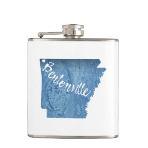 Bentonville Arkansas Wood Grain Hip Flask