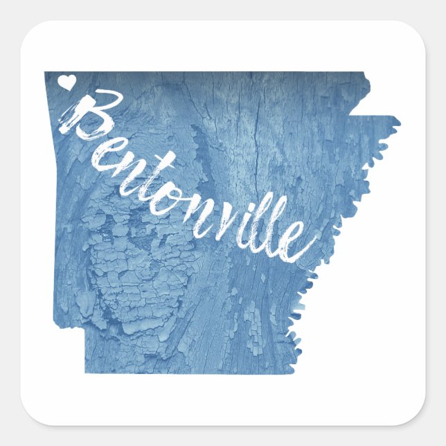 Bentonville Arkansas Wood Grain Square Sticker (Front)