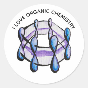 Benzene Molecule Love Chemistry Classic Round Sticker