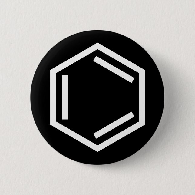 BENZENE RING SYMBOL 6 CM ROUND BADGE (Front)