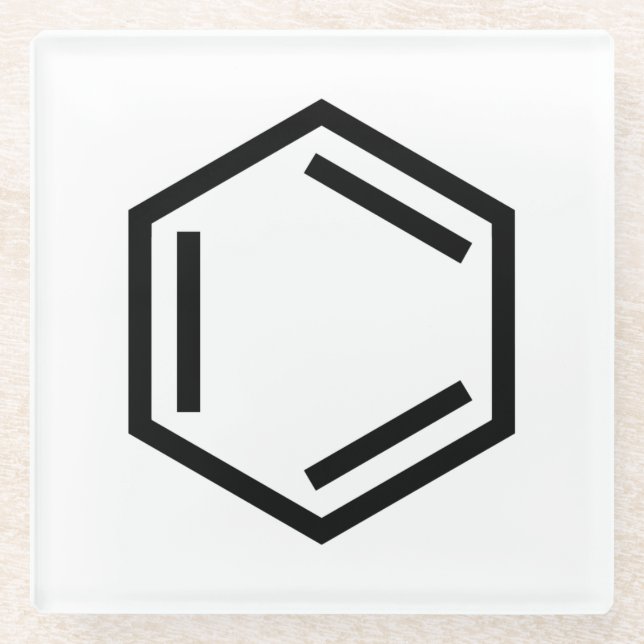 BENZENE RING SYMBOL GLASS COASTER (Front)