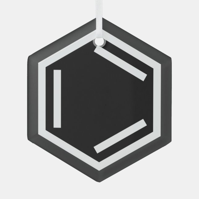 BENZENE RING SYMBOL GLASS TREE DECORATION (Front)