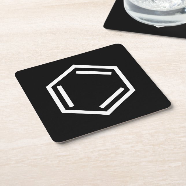 BENZENE RING SYMBOL SQUARE PAPER COASTER (Angled)