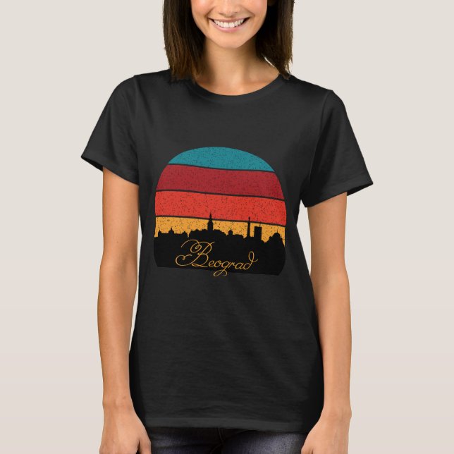 Beograd Fortress Retro Travel Black Tee (Front)