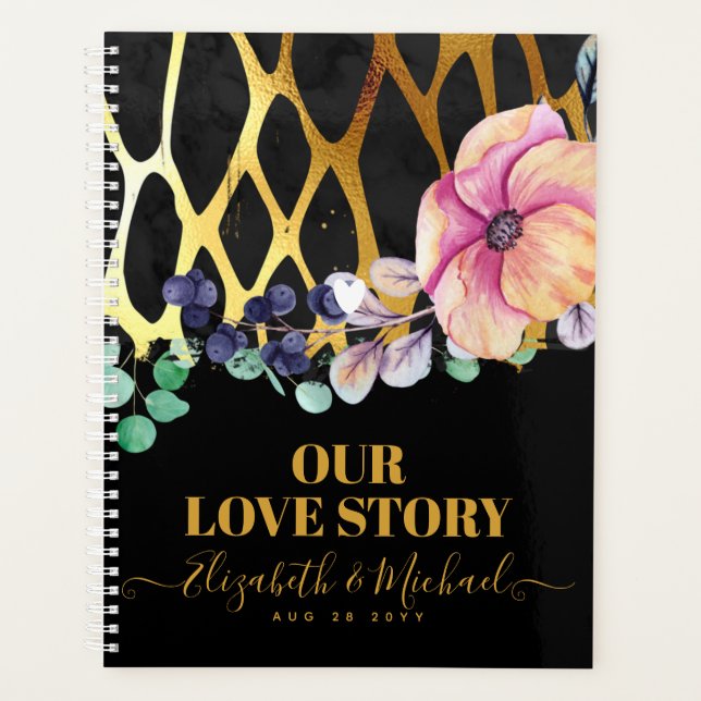 BEORGANIZED Our Love Story Leopard Print Gold Planner (Front)