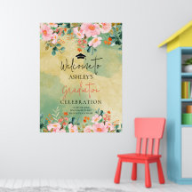 Beown pink watercolor floral botanical graduation