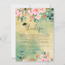 Beown pink watercolor floral botanical graduation