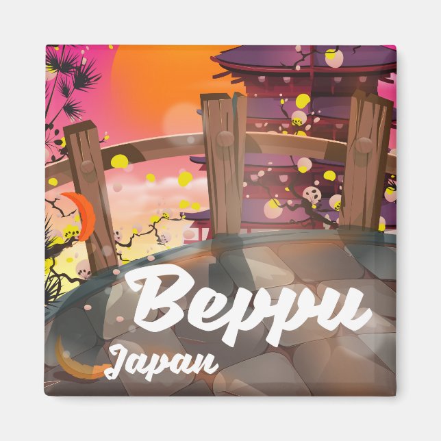 Beppu Japanese travel poster Magnet (Front)