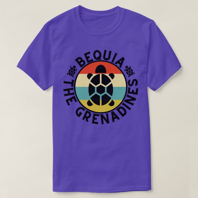 Bequia The Grenadines Retro Sunset with Turtle 2 T-Shirt (Design Front)