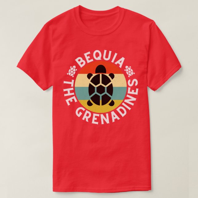 Bequia The Grenadines Retro Sunset with Turtle T-Shirt (Design Front)