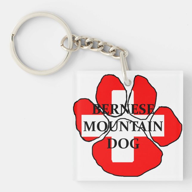 ber mt dog name paw switzerland flag.png key ring (Front)