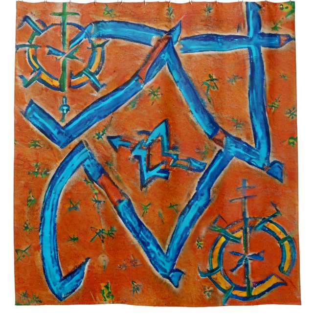 Berber Amazigh motifs, abstract signs and symbols Shower Curtain (Front)