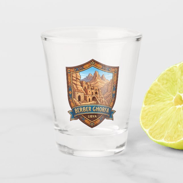 Berber Ghorfa Libya Shot Glass (Front)