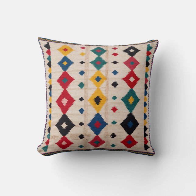 Berber-Inspired White Kilim Pillows: Chic Meets  Cushion (Front)