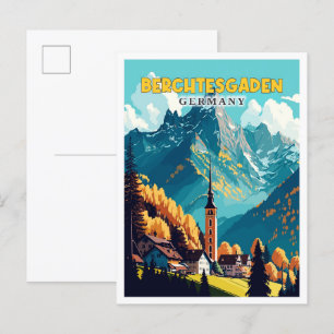 Berchtesgaden Germany vintage travel illustration Postcard
