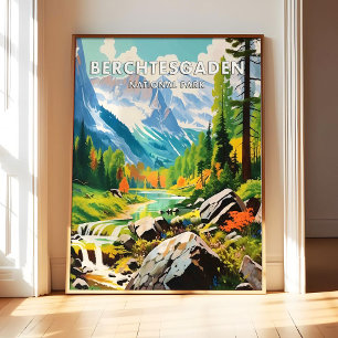 Berchtesgaden National Park Poster Art Print, Retr