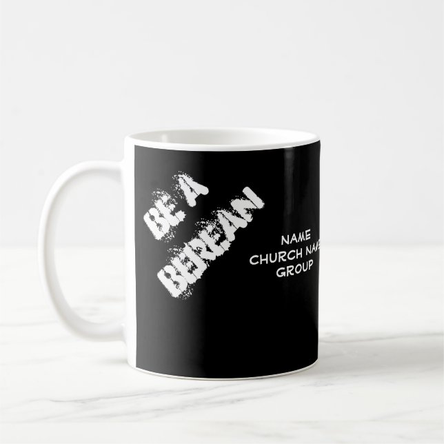 Berean Apologetics Bible Verse Personalised Black Coffee Mug (Left)