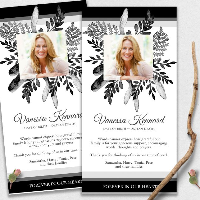 Bereavement Dark Floral Funeral Thank You Cards (funeral thank you cards, bereavement, elegant, simple, celebration of life, sympathy card)