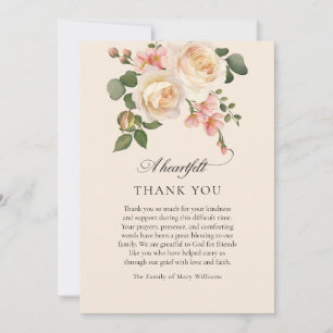 Bereavement Floral Christian Funeral Thank You Card