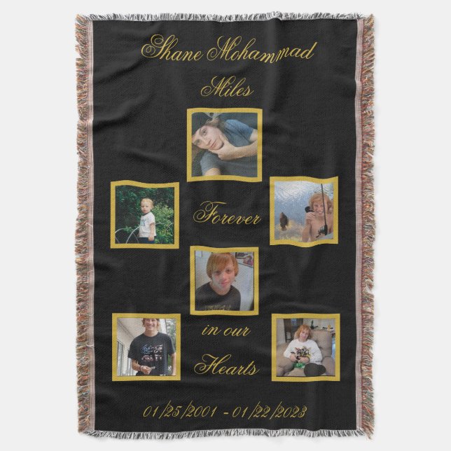 Bereavement Memory Keepsake Photo Throw Blanket (Front Vertical)