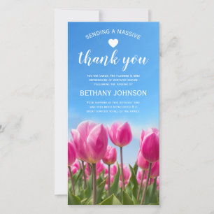Bereavement Thank You   Pink Tulips Funeral Card